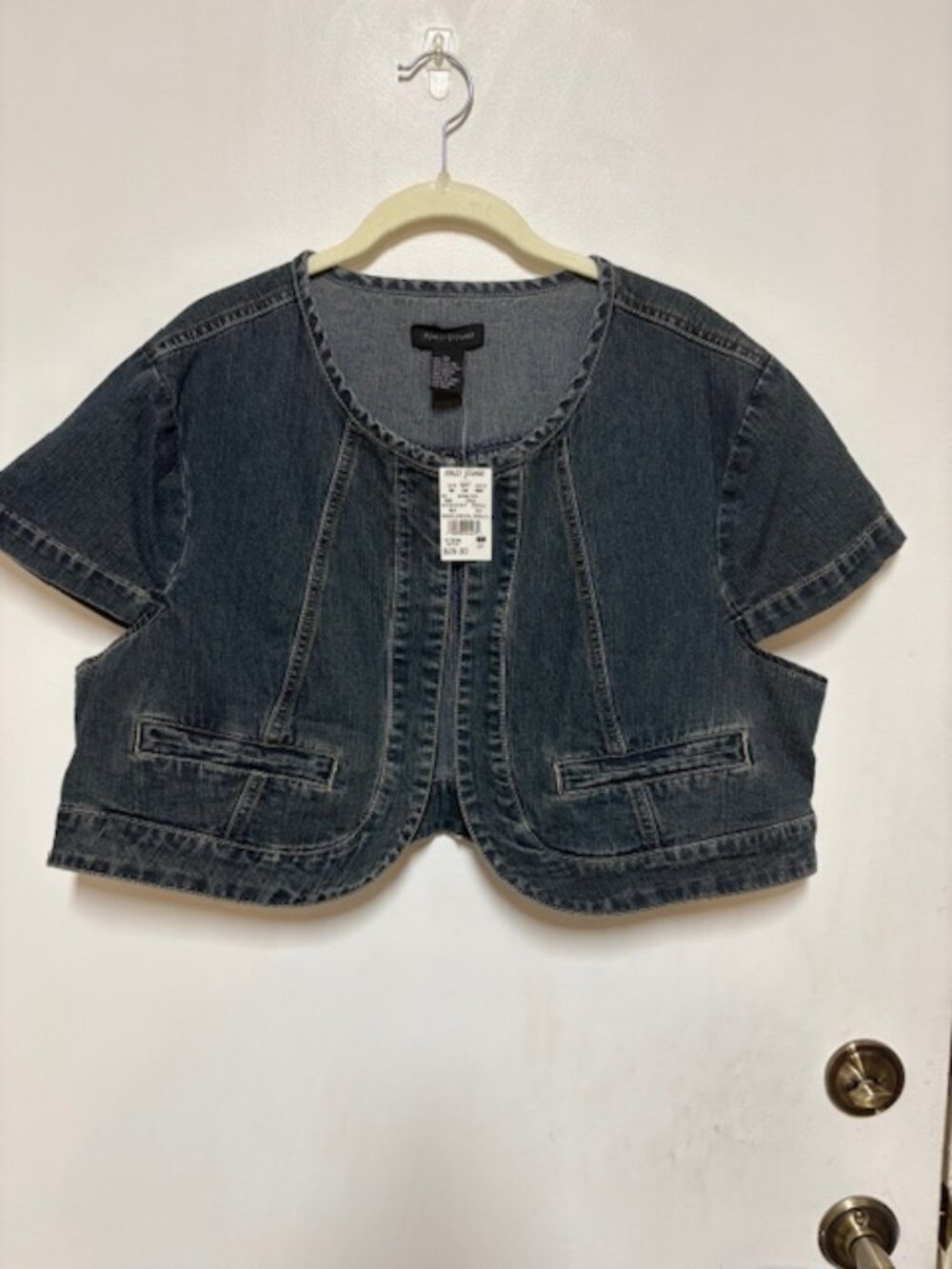 NWT Ashley Stewart Women's Jean  Cropped Short Sleeve Bolero. Sz. 2X